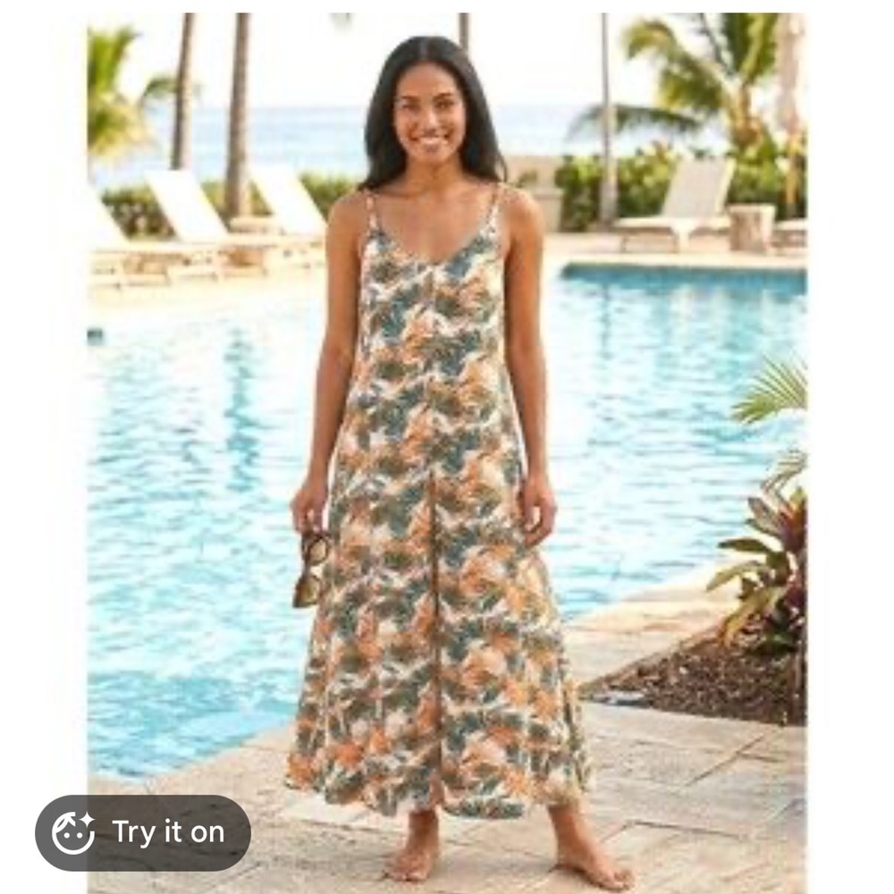Serra Maxi Dress Women's Large Tropical Roped Strap Wide Gauze 100% Cotton Beach
